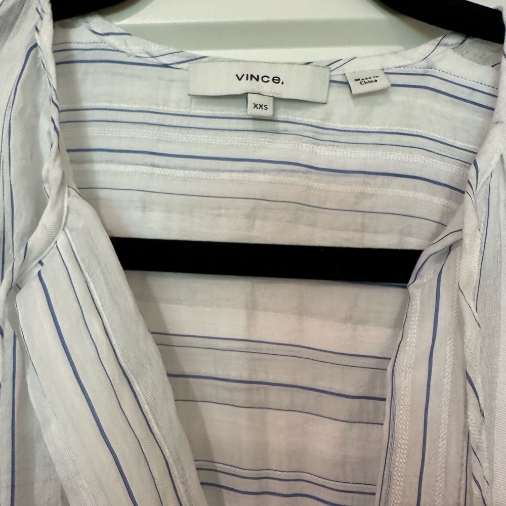Vince Blue, White, and Tan Striped Button Down Dress - Picture 2 of 9